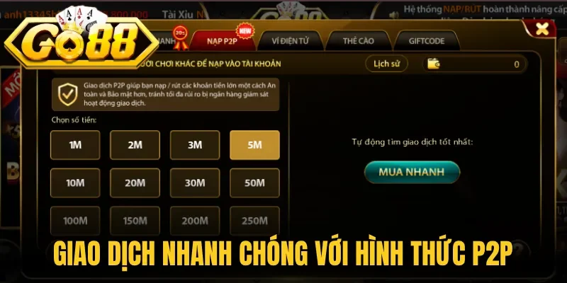 Giao dịch nhanh chóng với hình thức P2P 