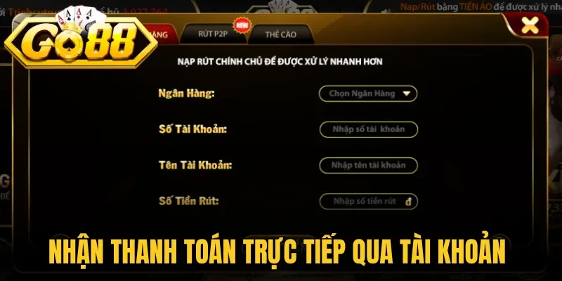 Nhận thanh toán trực tiếp qua tài khoản 